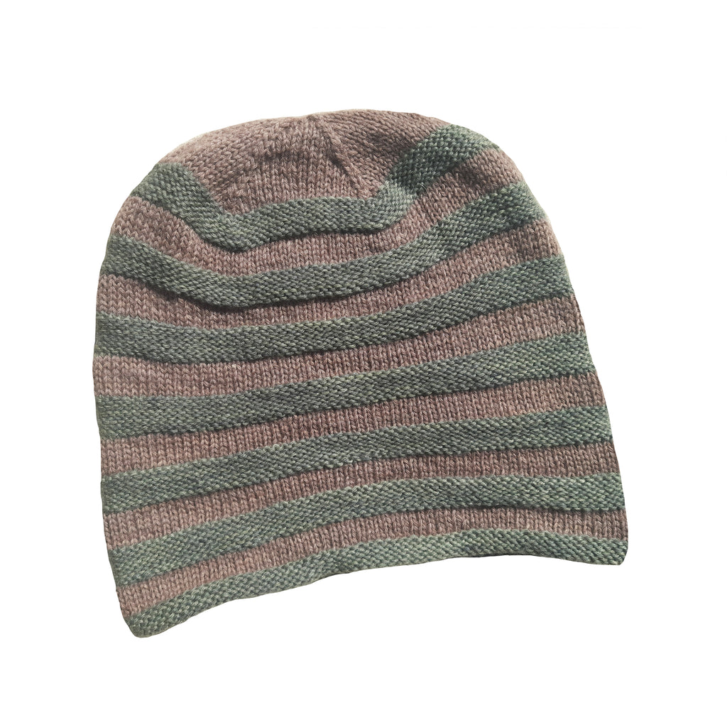 Striped Cap -  Teal and Beige