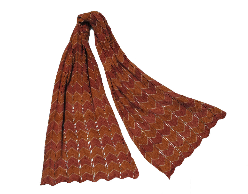 Chevron Scarf - Rust and brown