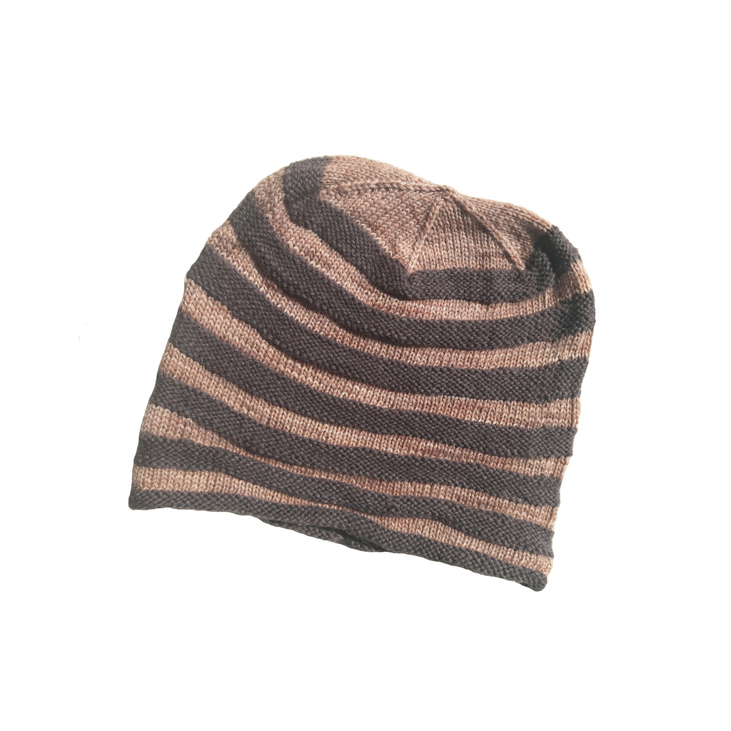 Striped Cap -  Charcoal and tan