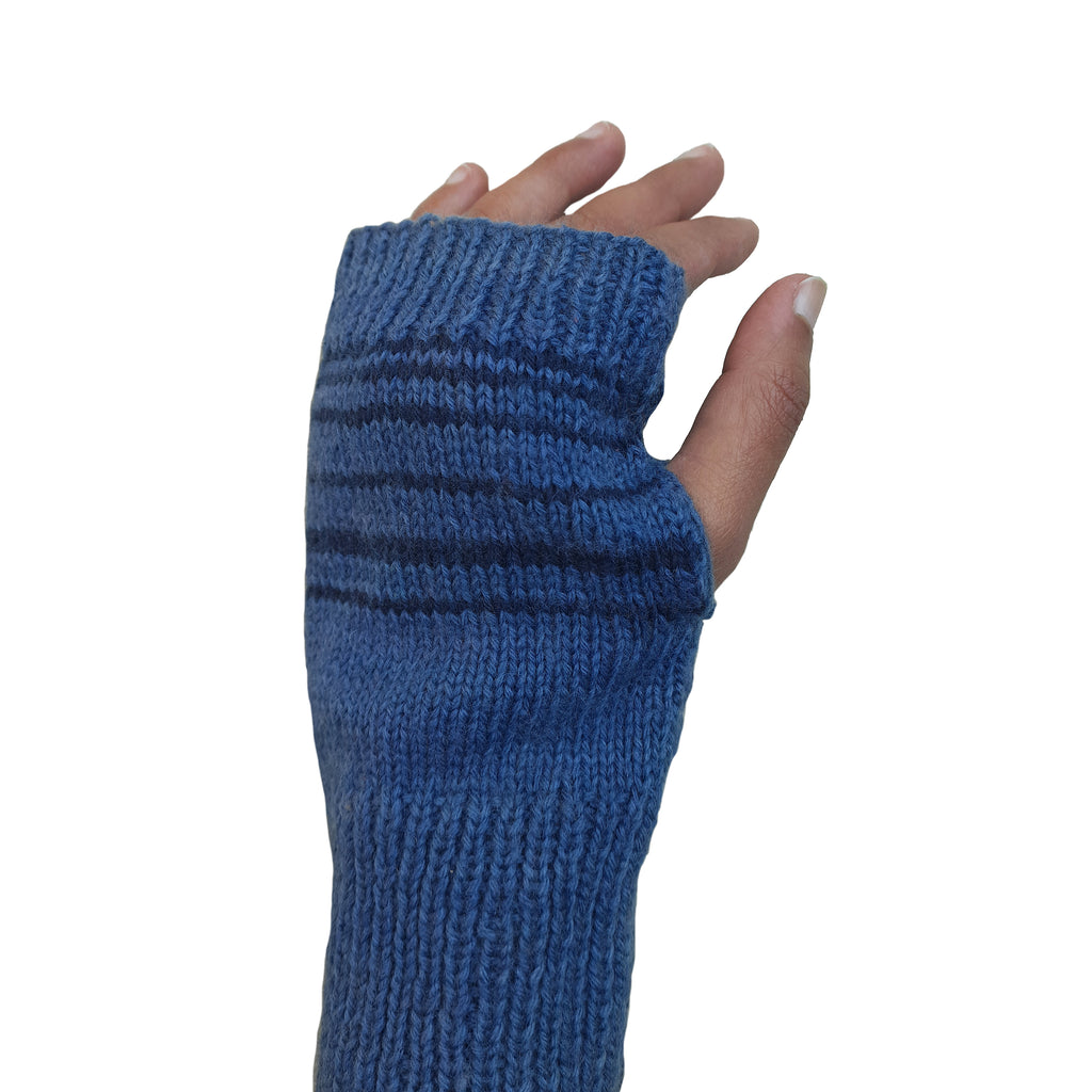 Striped fingerless gloves