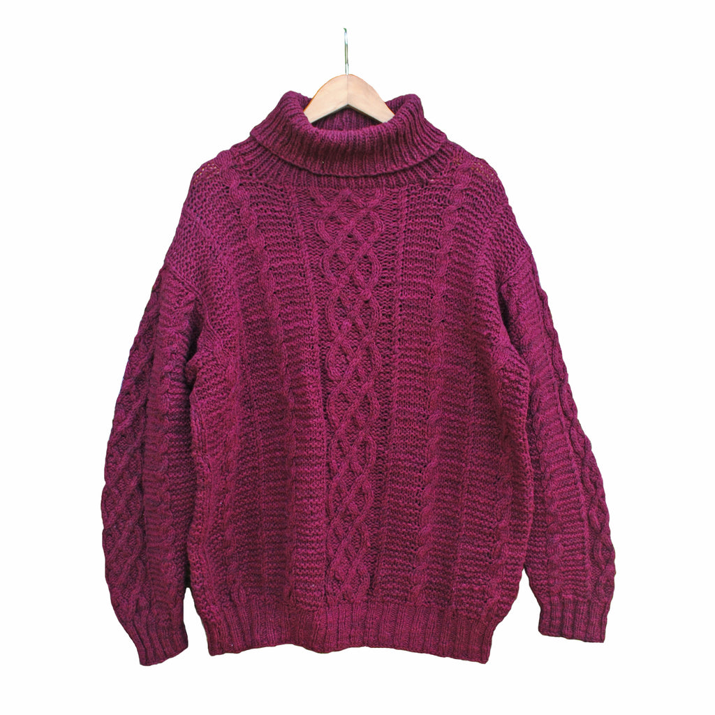 Magenta Cable Pullover